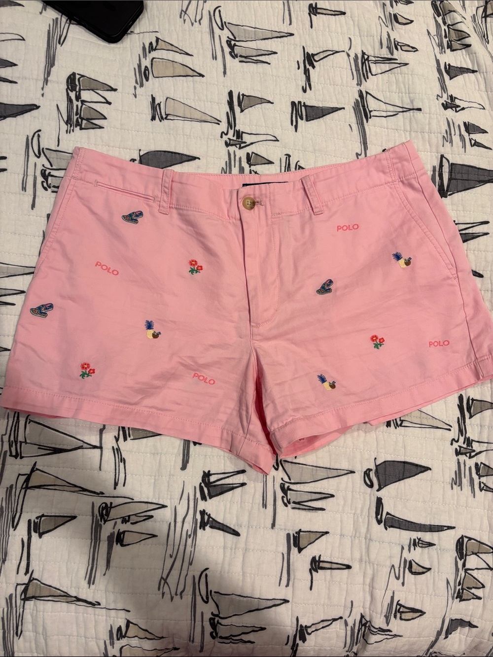 Ralph Lauren Pink Embroidered Mini Shorts